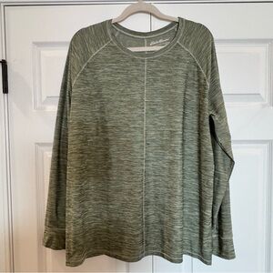 Eddie Bauer Long Sleeve Pullover T Shirt - Green Heathered -‎ XL